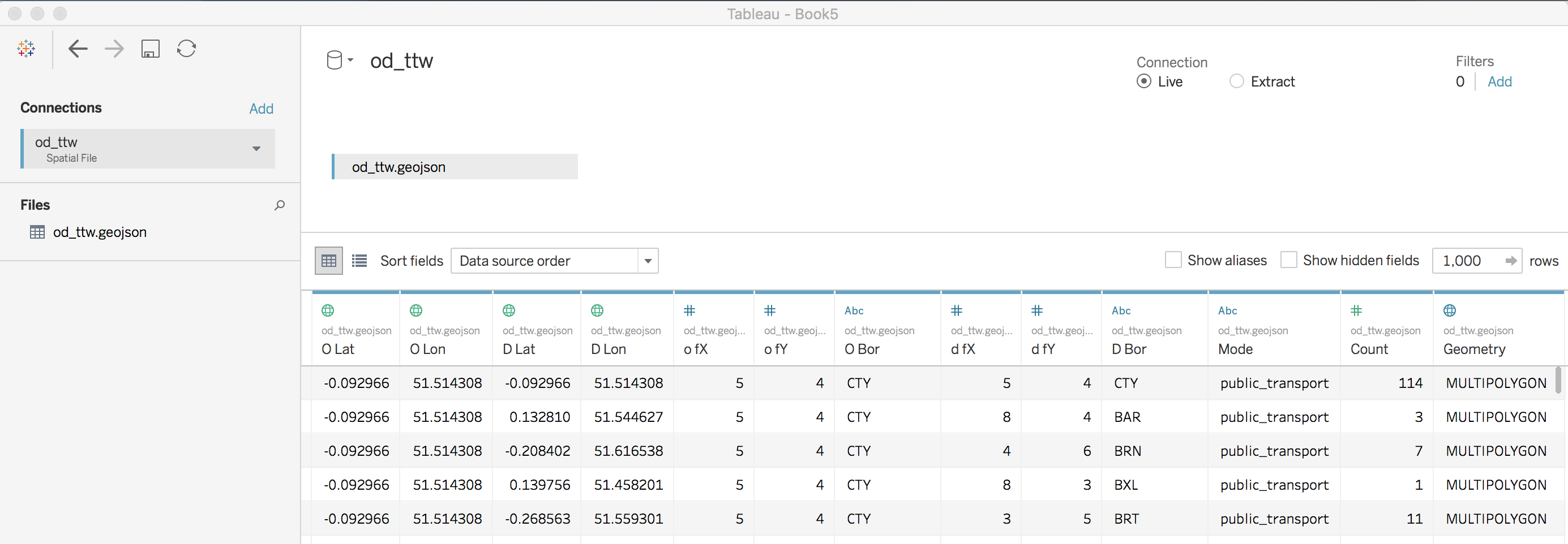 tableau data